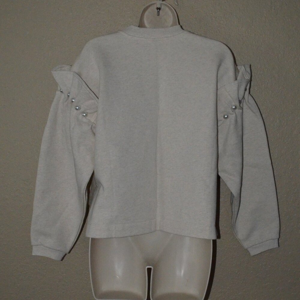 Sz XS Mother of Pearl Dani Oatmeal Pearl Detail Sweatshirt - Picture 8 of 10